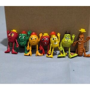 Vintage 1970s Munch Bunch fruit and vegetable pencil toppers 1.5" lot of 7